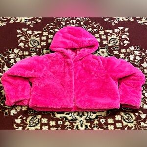 Size XL - Vibrant Pink Faux Fur Cropped Jacket